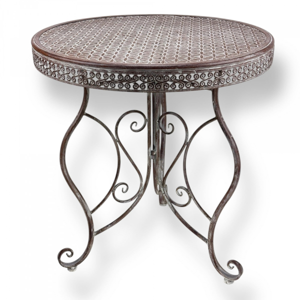 Gartentisch Bilbao Ø 70 cm – Landhaus Metalltisch für Balkon & Garten